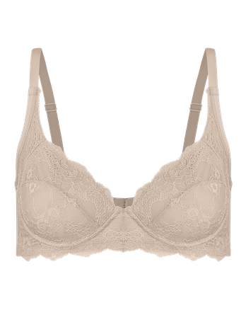 Half-cup bra with lace and microfiber support tailored to your needs - Ballet Beige Cup