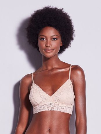 Triangle Top Bra with Removable Cup in Ballet Beige Lace