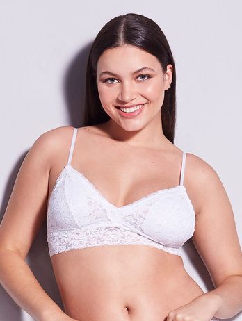 White Triangle Top Bra With Removable Lace Cup
