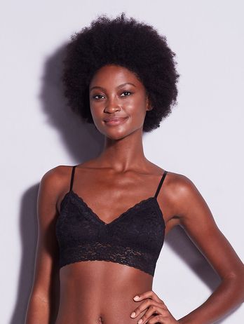Triangle Top Bra With Removable Lace Cup Black