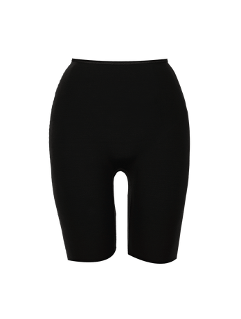 Long Black Microfiber Shorts