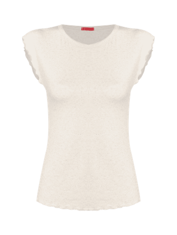 Long Pajamas With Tank Top In Viscose With Linen Lina Cream