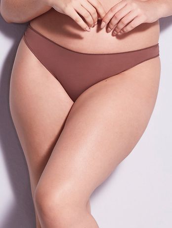 Thong Panties with Invisible Finish in Cocoa Brown Microfiber