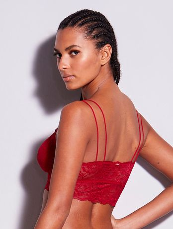 Lace Top Bra With Removable Cup Red Zaire