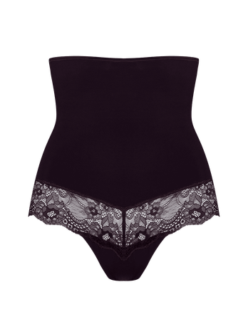 Petunia Purple High Thong Lace And Microfiber Modeling Panties