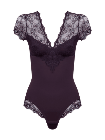 Petunia Purple Lace and Microfiber Shaping Bodysuit