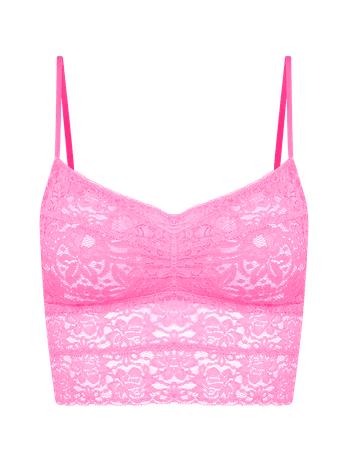 Elongated Top Bra With Removable Cup In Himalayan Pink Lace