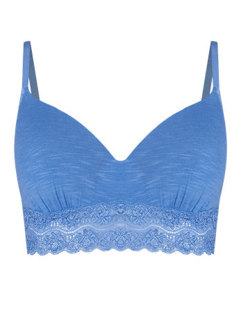 Triangle Bra With Modal Cup and Sky Blue Lace Detail