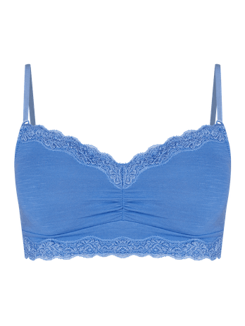 Bra Top With Removable Modal Cup And Sky Blue Lace Detail