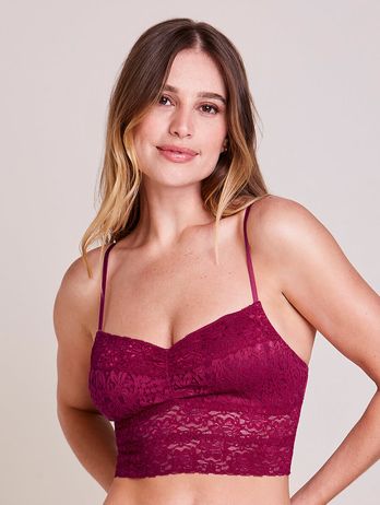 Elongated Top Bra With Removable Cherry Lace Cup