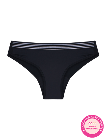 Boyshort Absorbent Panties With Elastic - Moderate Flow Black