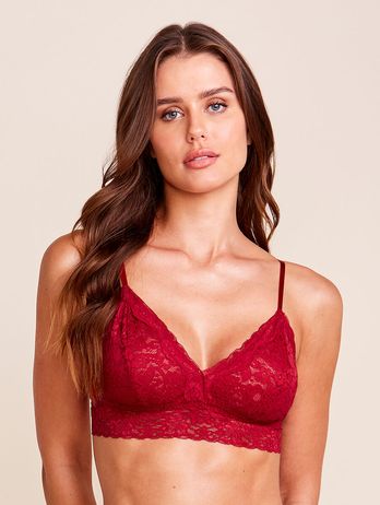 Triangle Top Bra with Removable Cup in Zaire Red Lace