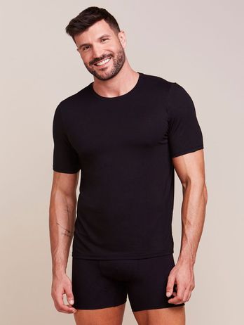 Men's Short Sleeve Crew Neck Viscose T-Shirt Black
