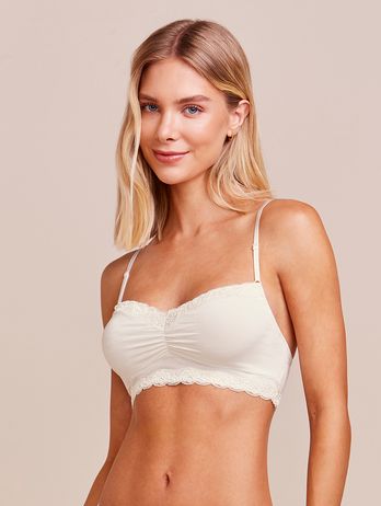 Bra Top With Removable Modal Cup And Off White Lace Detail