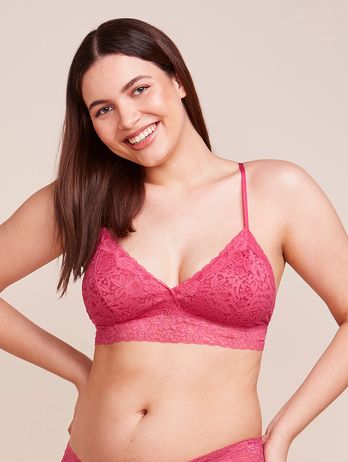 Triangle Top Bra With Removable Pink Lace Cup Can Can