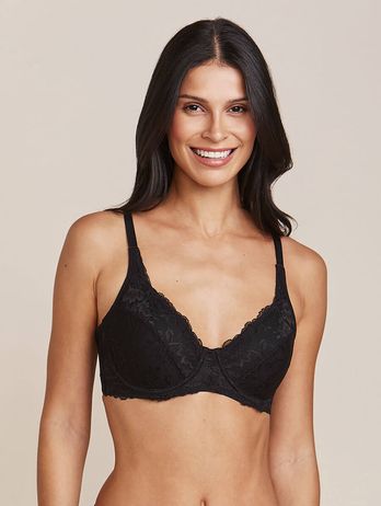 Half-cup bra with lace and microfiber support tailored to your needs - Black Cup