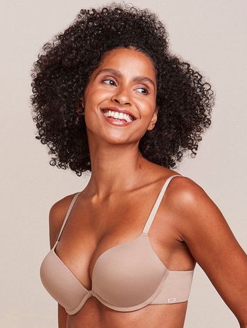 Big Push Up Bra in Beige Suede Microfiber