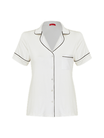 Short Doll In Viscose With Contrasting Flora Off White