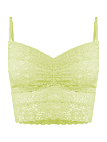 Elongated Top Bra with Removable Cup in Maca Green Lace
