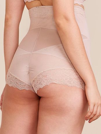 Beige Ballet Tulle and Lace High Panties