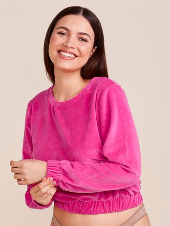 Long Sleeve Plush Blouse Ada Pink Hibiscus