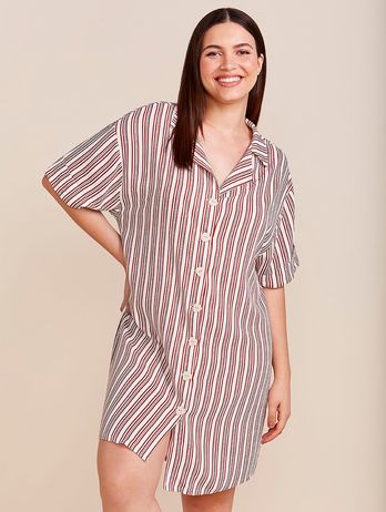 3/4 Sleeve Shirt in Lori Printed Viscose with Morocco Stripes