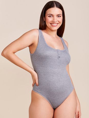 Medium Gray Ribbed Viscose Tank Top Body