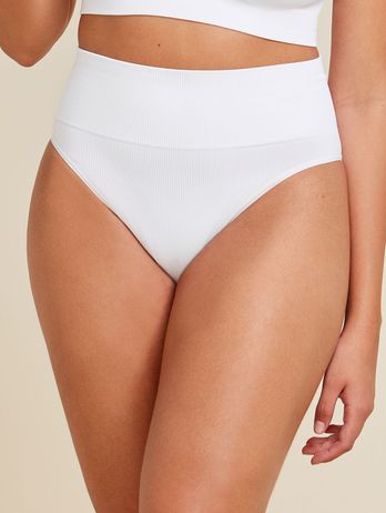Free White Ribbed Microfiber High Waist Panties