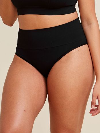 Free Ribbed Microfiber High Waist Panties Black