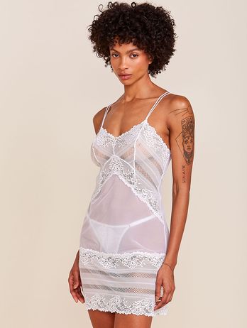 Off-White Lace and Tulle Double Strap Nightdress