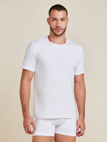 Men's Short Sleeve Crew Neck T-Shirt in White Cotton