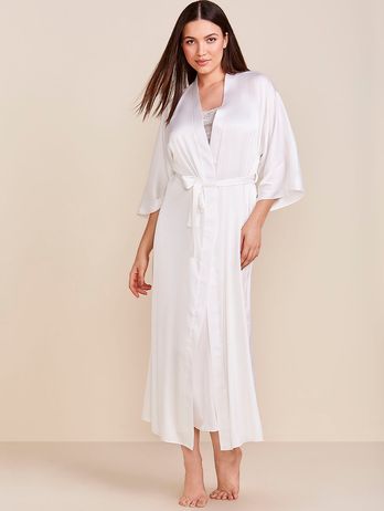 Valencia Honeymoon Off White Satin Long Robe