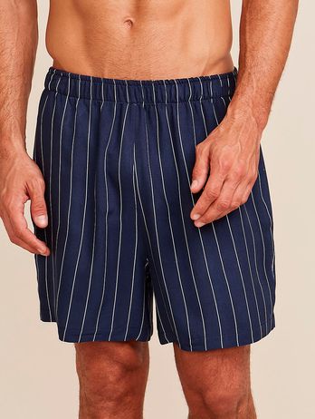 Men's Viscose Shorts with Night Blue Pinstripe Print